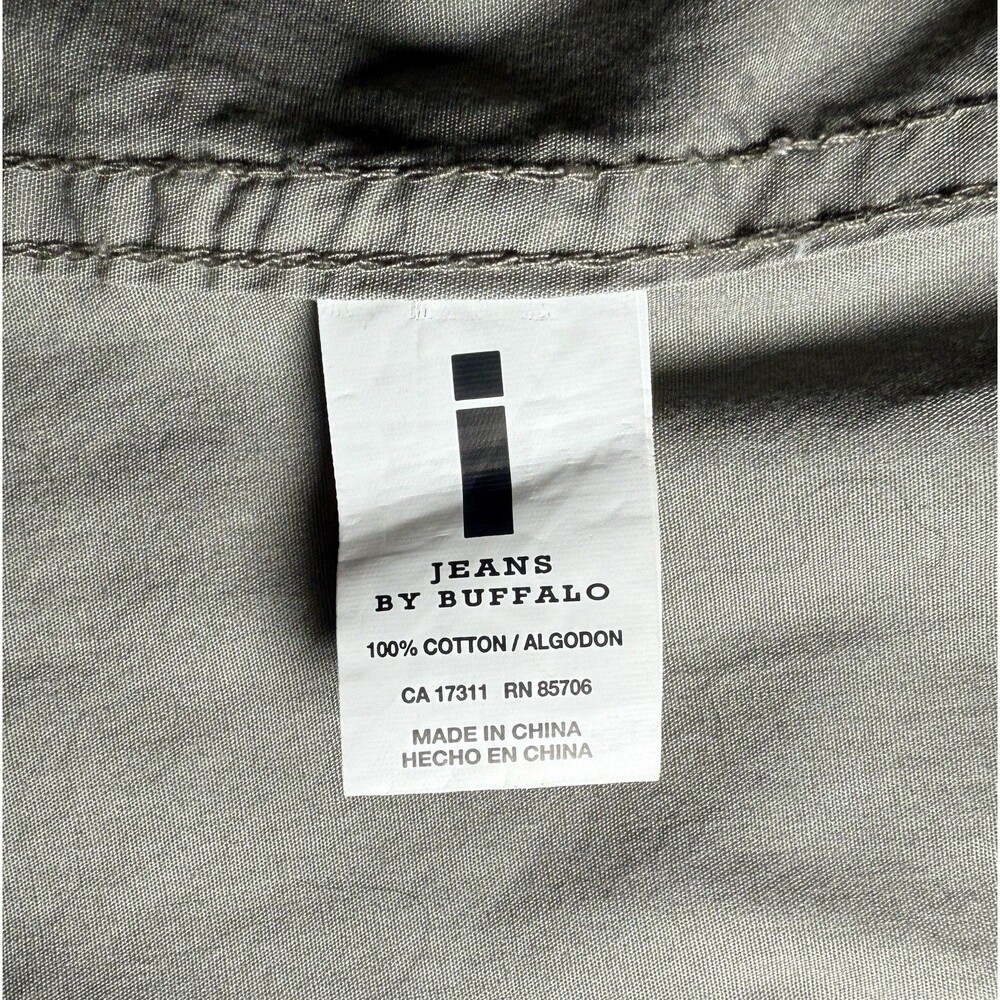 iJeans by Buffalo Shirt Mens Gray Green Army Button Up Convertible Long Sleeve L - Picture 7 of 13